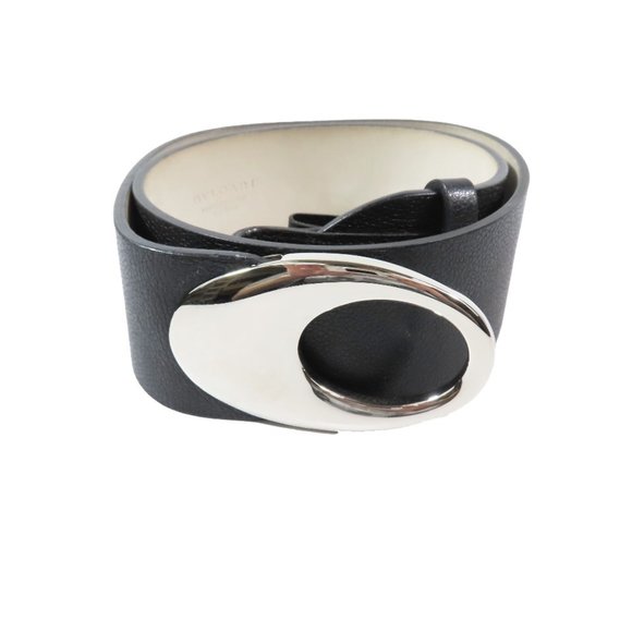 BVLGARI Bulgari Leather Luxury Round Buckle Sash Belt Cummerbund Waist Mark